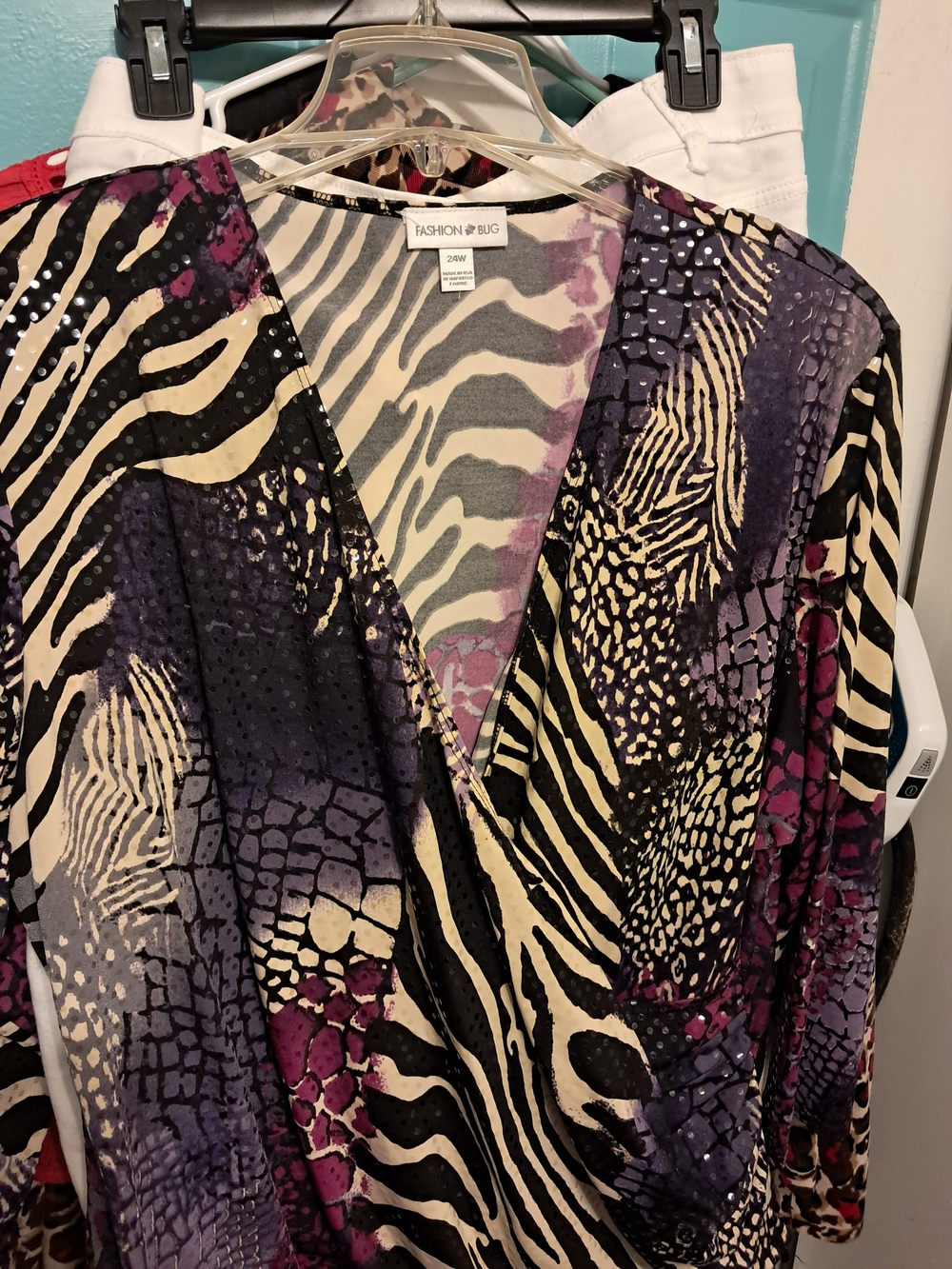 Fashion Bug Multicolor Animal Print Wrap Top